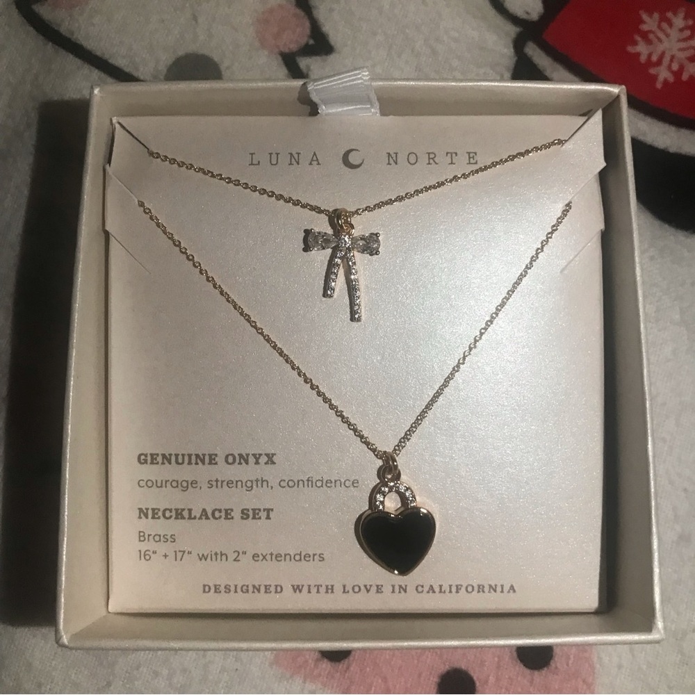 Luna Norte 2 set (Bow & Heart) necklace, NEW!